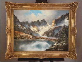 Super obraz olejny! Przełęcz Grimsel w Szwajcarii - J.E. Lemke *1916  