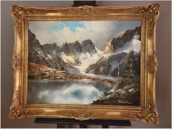 Super obraz olejny! Przełęcz Grimsel w Szwajcarii - J.E. Lemke *1916  