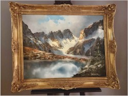 Super obraz olejny! Przełęcz Grimsel w Szwajcarii - J.E. Lemke *1916  