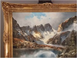 Super obraz olejny! Przełęcz Grimsel w Szwajcarii - J.E. Lemke *1916  