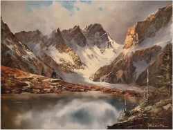 Super obraz olejny! Przełęcz Grimsel w Szwajcarii - J.E. Lemke *1916  