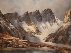 Super obraz olejny! Przełęcz Grimsel w Szwajcarii - J.E. Lemke *1916  