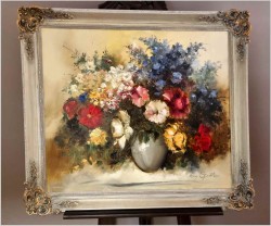 Barwna kompozycja kwiatów w wazonie - Harry Spittler (Berlin *1925)