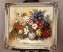 Barwna kompozycja kwiatów w wazonie - Harry Spittler (Berlin *1925)