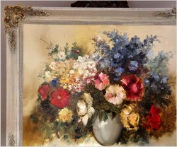 Barwna kompozycja kwiatów w wazonie - Harry Spittler (Berlin *1925)