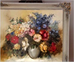 Barwna kompozycja kwiatów w wazonie - Harry Spittler (Berlin *1925)