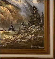 Super obraz olejny! Matterhorn w Szwajcarii - J.E. Lemke *1916