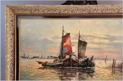 Mega Rarytas! Łodzie rybackie na  lagunie - Carol Spree *1907 | XXL!