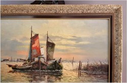 Mega Rarytas! Łodzie rybackie na  lagunie - Carol Spree *1907 | XXL!