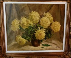 Duże Malarstwo Aukcyjne! Chryzantemy - Jules (Juul) CORT DE (1918-1999) 