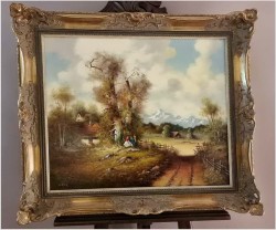 Obraz olejny! Odpoczynek pod drzewem - Corrado Pila *1928