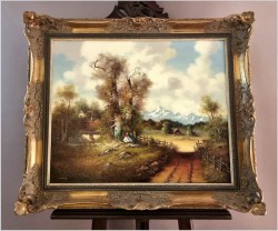 Obraz olejny! Odpoczynek pod drzewem - Corrado Pila *1928