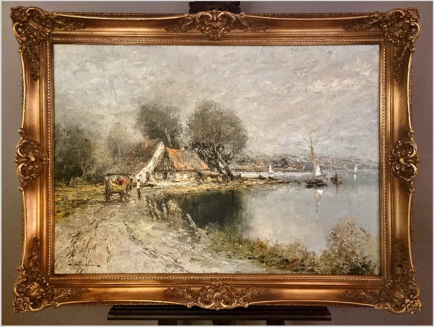 Malarstwo szpachlowe! Nad brzegiem rzeki - Christian Stemmeler *1928