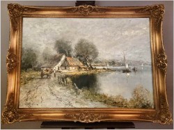 Malarstwo szpachlowe! Nad brzegiem rzeki - Christian Stemmeler *1928