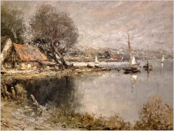 Malarstwo szpachlowe! Nad brzegiem rzeki - Christian Stemmeler *1928