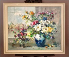 Kwiaty z widokiem na Wenecję i morze - Henze Morro (1925-2013)