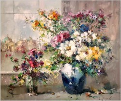 Kwiaty z widokiem na Wenecję i morze - Henze Morro (1925-2013)