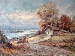 Powrót z pola! Piękny krajobraz na dolinę - Christian Stemmeler *1928