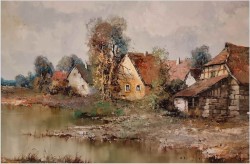 Malarstwo impresjonistyczne! Wiejski krajobraz - Willi Bauer *1923