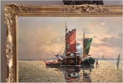 Mega Rarytas! Łodzie rybackie na  lagunie - Carol Spree *1907 | XXL!