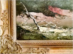 8. Ładny obraz olejny! Dolomity w Latemar - Karersee | J.E. Lemke *1916