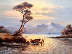 Zobacz! Obraz olejny w ramie! Zachód słońca - Carol spree *1907