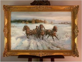 Polskie Malarstwo Aukcyjne! Pędząca Trojka - Edward Pierzyński (Polish, 1922- ??)