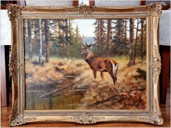 Dostojny Jeleń na przedpolu lasu - oryg. Georg Majewicz (1897-1965)