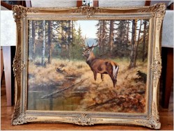 Dostojny Jeleń na przedpolu lasu - oryg. Georg Majewicz (1897-1965)