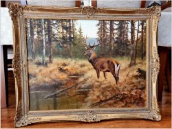 Dostojny Jeleń na przedpolu lasu - oryg. Georg Majewicz (1897-1965)