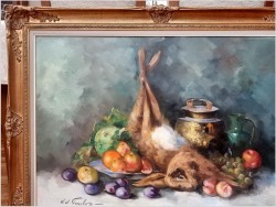 Malarstwo z owocami i zającem do kuchni - Jean-Jacques Foulon 1923*