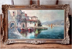 Technika Szpachlowa! Śródziemnomorski krajobraz - H. Nilsen *1908 