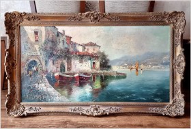 Technika Szpachlowa! Śródziemnomorski krajobraz - H. Nilsen *1908 