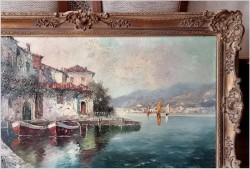 Technika Szpachlowa! Śródziemnomorski krajobraz - H. Nilsen *1908 