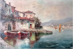 Technika Szpachlowa! Śródziemnomorski krajobraz - H. Nilsen *1908 