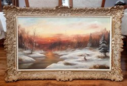 Zimowa duża panorama! Kuropatwy na skraju lasu  - Willi Lorenz *1901r.