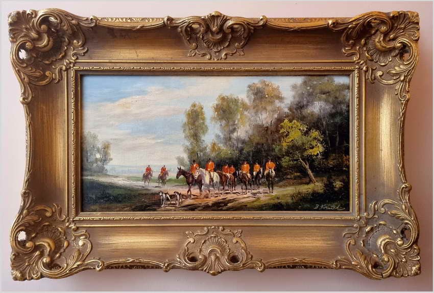 Polowanie Par force! Wyśmienite malarstwo - Beno Krauel *1907