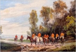 Polowanie Par force! Wyśmienite malarstwo - Beno Krauel *1907