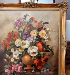 Pałacowa martwa natura z kwiatami - Louisa Medina (ur. 1911 Padwa) 