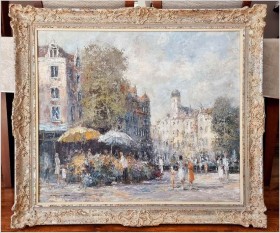 Malarstwo szpachlowe! Uliczne kwiaciarki - Christian Stemmeler *1928