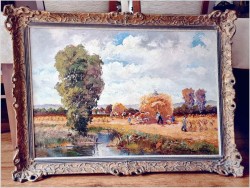 Barwny obraz olejny! Sianokosy - Randolf Wehn 1911r.