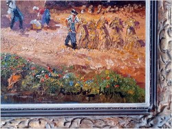 Barwny obraz olejny! Sianokosy - Randolf Wehn 1911r.