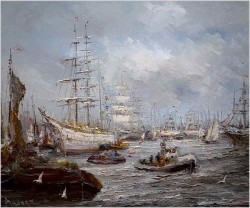 Żaglowce na redzie - Johannes Hubertus Hendrikus BÉVORT (1917-1996) 