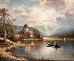 Pejzaż z widokiem na Stranbergersee - Gustaw Weiss/Guwe