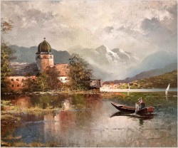 Pejzaż z widokiem na Stranbergersee - Gustaw Weiss/Guwe