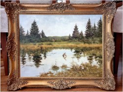 Dzikie kaczki nad leśnym stawem - oryg. Georg Majewicz (1897-1965)