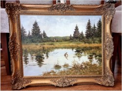 Dzikie kaczki nad leśnym stawem - oryg. Georg Majewicz (1897-1965)