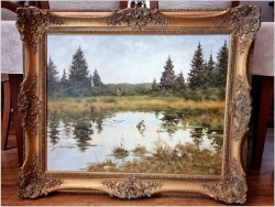 Dzikie kaczki nad leśnym stawem - oryg. Georg Majewicz (1897-1965)