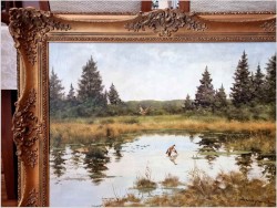 Dzikie kaczki nad leśnym stawem - oryg. Georg Majewicz (1897-1965)