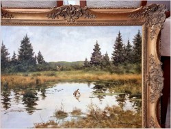 Dzikie kaczki nad leśnym stawem - oryg. Georg Majewicz (1897-1965)